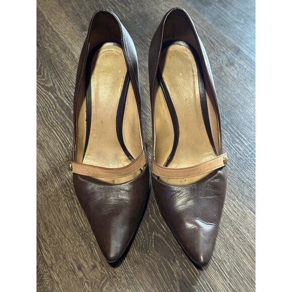 LOUIS VUITTON Brown Patent Leather Pointy Heels LV Mary Janes Pumps 90s 00s Y2k - Picture 12 of 14